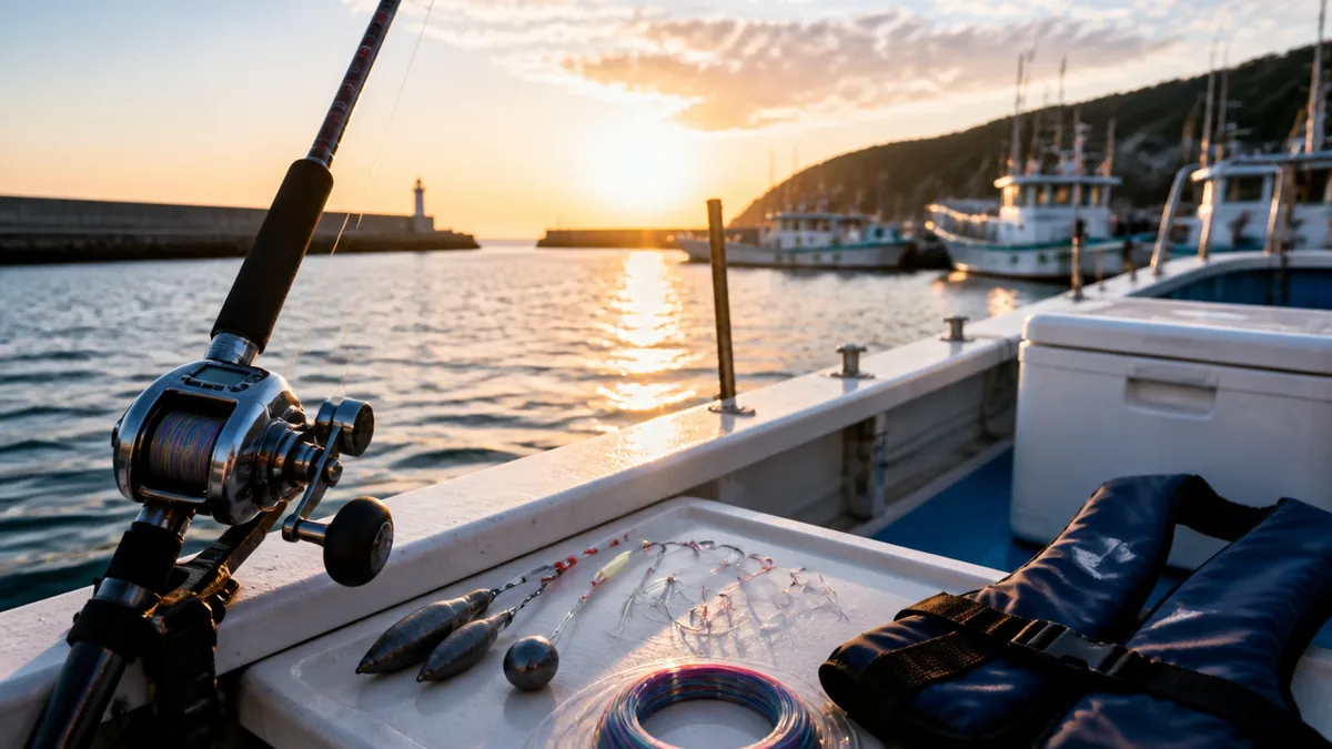 沖釣りとは、船長が魚のいる場所まで連れて行ってくれる釣りのことの解説画像