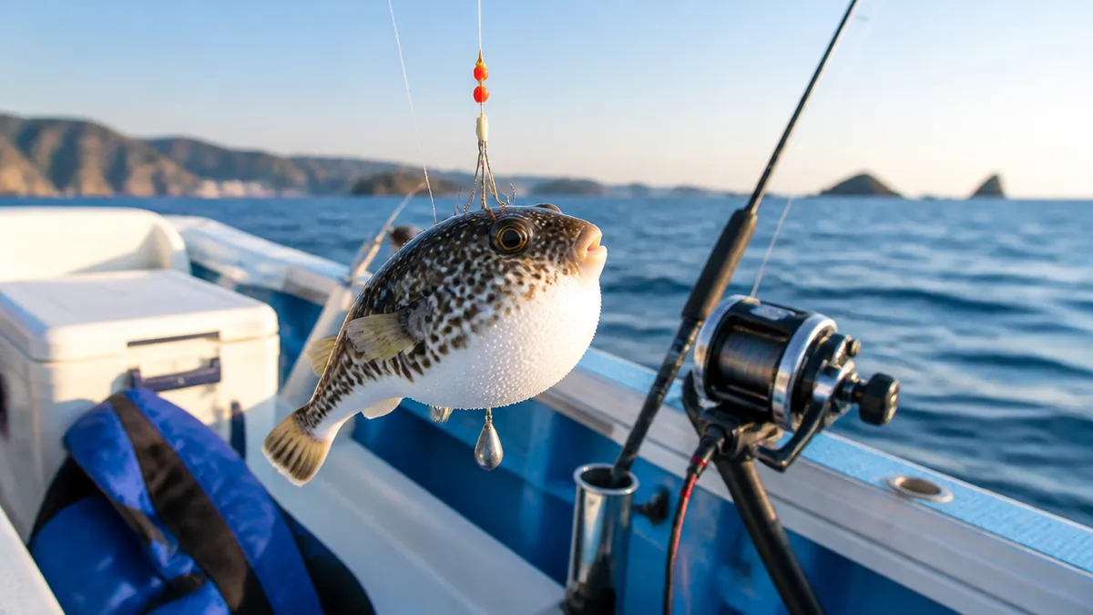 カットウフグはエサで釣らず引っ掛ける釣り|空アワセ3〜10秒と針の鋭さで釣果が決まるのアイキャッチ画像