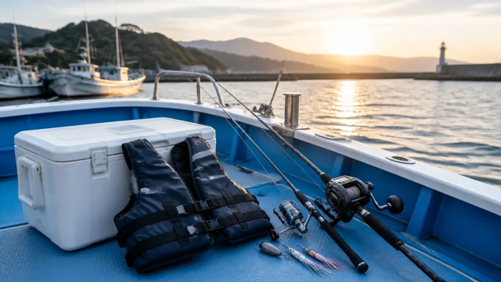 船釣りの持ち物は14点｜浮力7.5kgのライフジャケットと35Lクーラーが基準のアイキャッチ画像