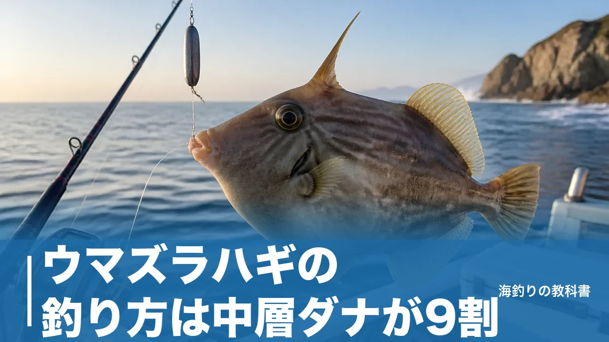 ウマズラハギの釣り方は中層ダナが9割｜ハリス4号・オモリ30号で組む胴突き仕掛けと聞きアワセのアイキャッチ画像